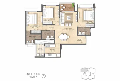 3 BHK Optima-918 Sq.ft